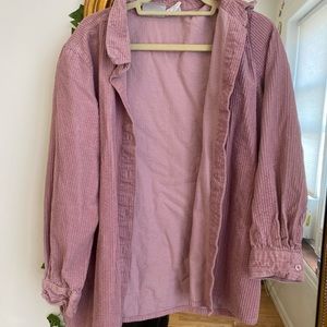 Pink corduroy button up shirt